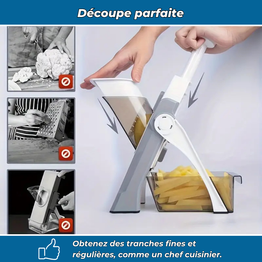 Slicéo – Mandoline manuelle multifonction en acier inoxydable
