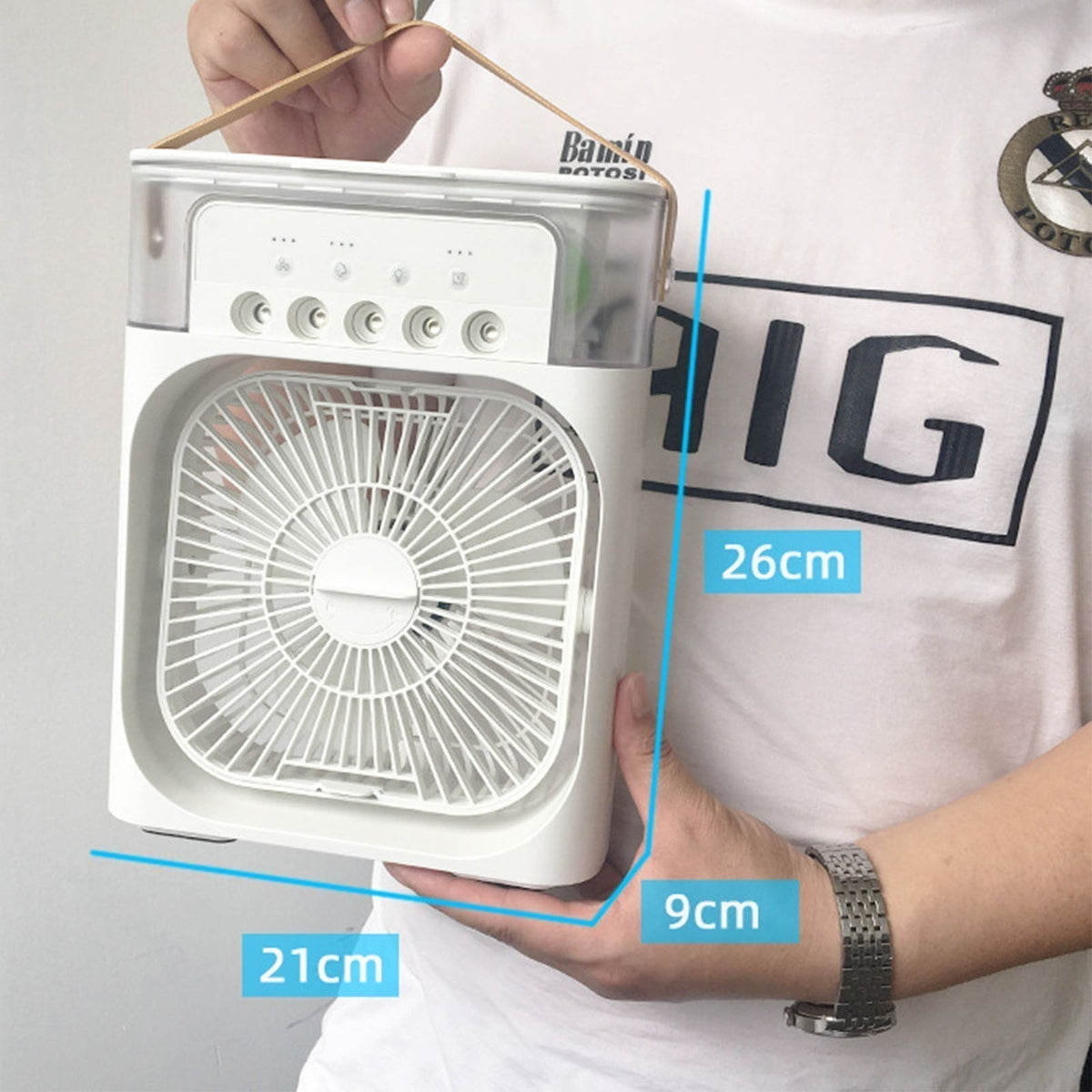 🔥 Mini ventilateur et humidificateur d'air portable 5 EN 1 LED LUMINEUX (27cm x 10cm x 21cm)