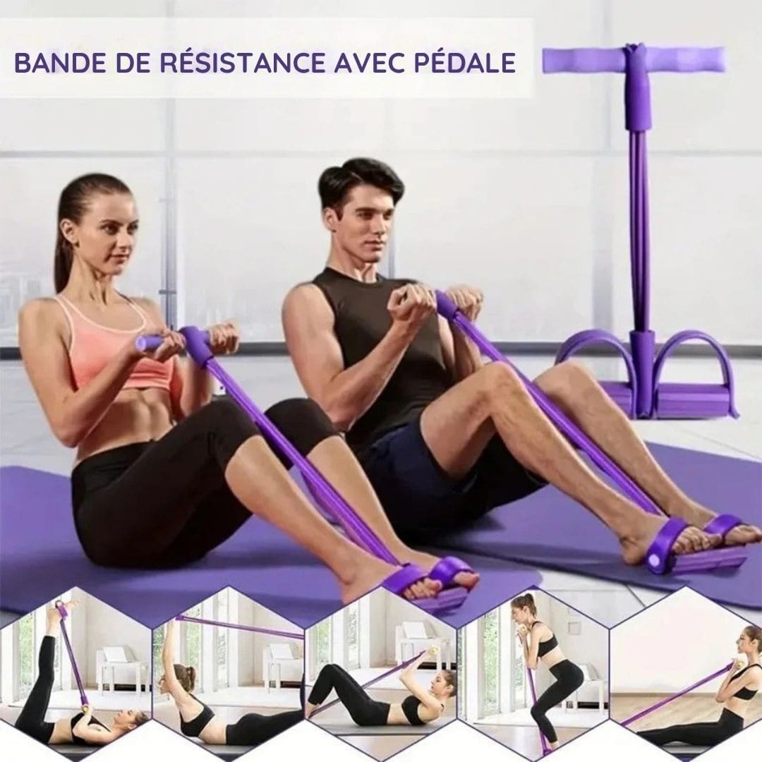 Kit Bandes de Résistance Fitness avec Pédale & Sangles Cheville ( Homme & Femme )