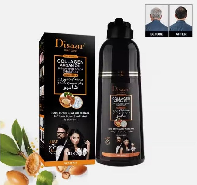 Shampooing Colorant d'huile d'argan pour éliminer les Cheveux et Barbe Gris