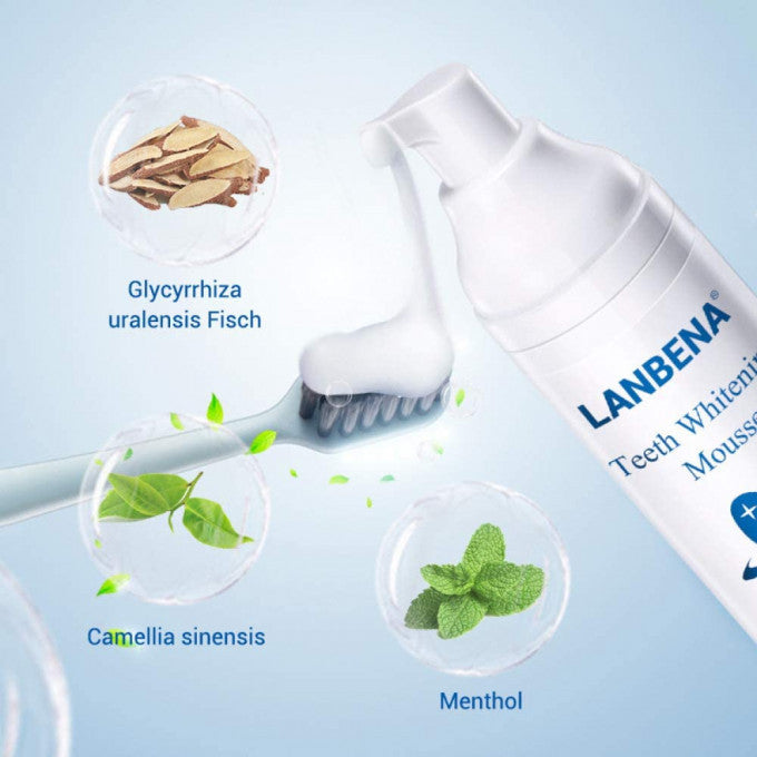 Mousse de blanchiment des dents & élimination de la mauvaise haleine