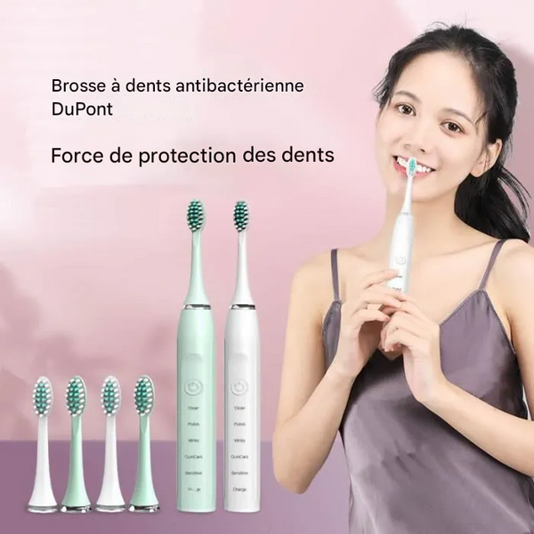 Brosse à dent électrique ultrasonique, rechargeable, lavable 4 en 1