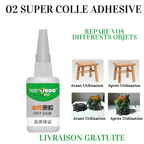 02 Super Colle adhésive SuperFix pour pneu colle de réparation rapide colle à souder pour plastique, bois et travaux manuels