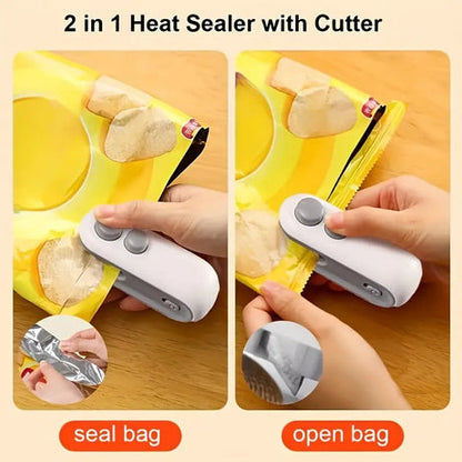 Mini-scelleuse de sacs et Ouvre sacs– Rapide, rechargeable et pratique 2 en 1
