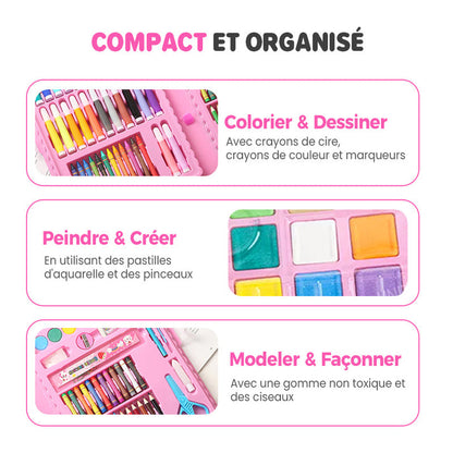 ✨ Kit Artistique 6-en-1 Enfant - 208 Pièces, Chevalet Double Face, Matériaux Sûrs, Idéal pour Développer la Créativité 🎨✨