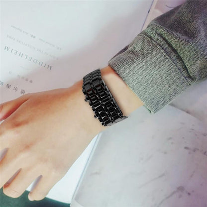 MONTRE-BRACELET NUMÉRIQUE À LED EN ACIER INOXYDABLE DESIGN  POUR HOMMES