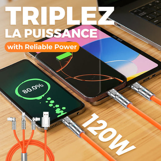 🔥Câble de Charge Rapide 3-en-1 180° Rotatif 120W🔥 (Câble de chargement rotatif)