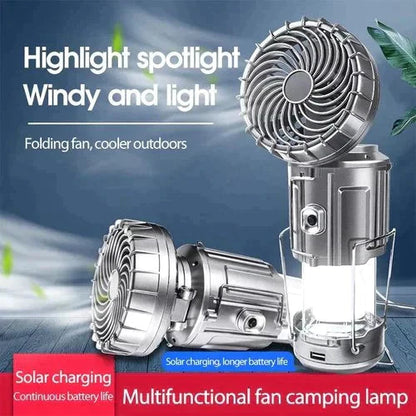 Lanterne portable à LED solaire avec ventilateur + Charge Portable