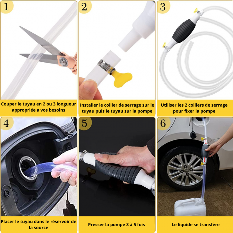 Pompe à Siphon Manuelle Universelle – Essence, Huile, Eau – Robuste & Facile d’Utilisation