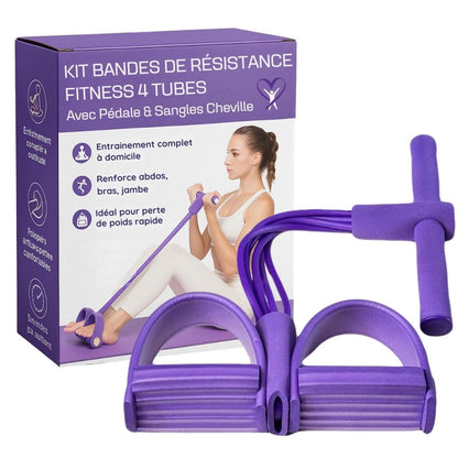 Kit Bandes de Résistance Fitness avec Pédale & Sangles Cheville ( Homme & Femme )