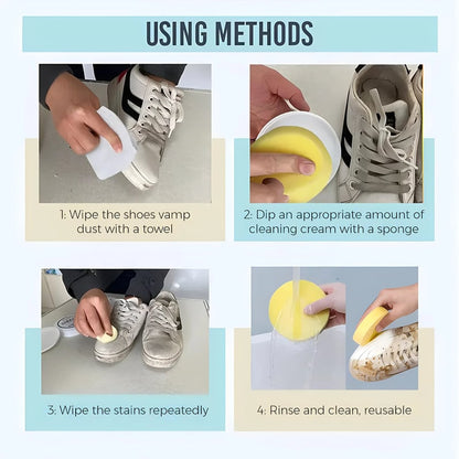 Crème nettoyante multi usage pour chaussures blanches meubles et intérieur voiture