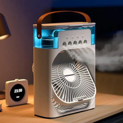 🔥 Mini ventilateur et humidificateur d'air portable 5 EN 1  LED LUMINEUX (27cm x 10cm x 21cm)