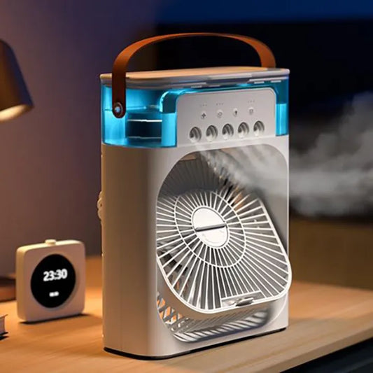 🔥 Mini ventilateur et humidificateur d'air portable 5 EN 1  LED LUMINEUX (27cm x 10cm x 21cm)