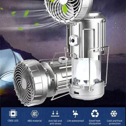 Super Lanterne portable à LED solaire avec ventilateur + Charge Portable