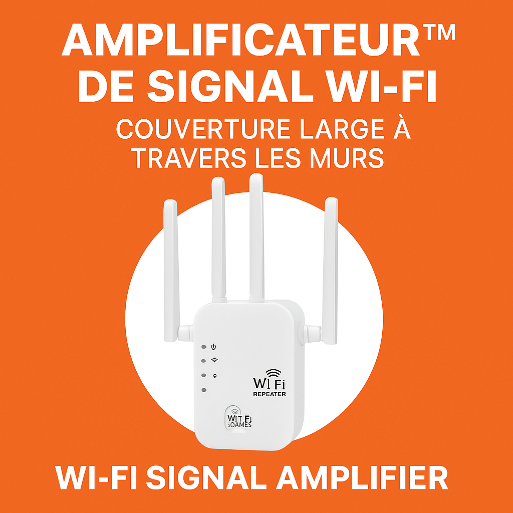 Amplificateur™ de signal Wi-Fi (couverture large, à travers les murs)
