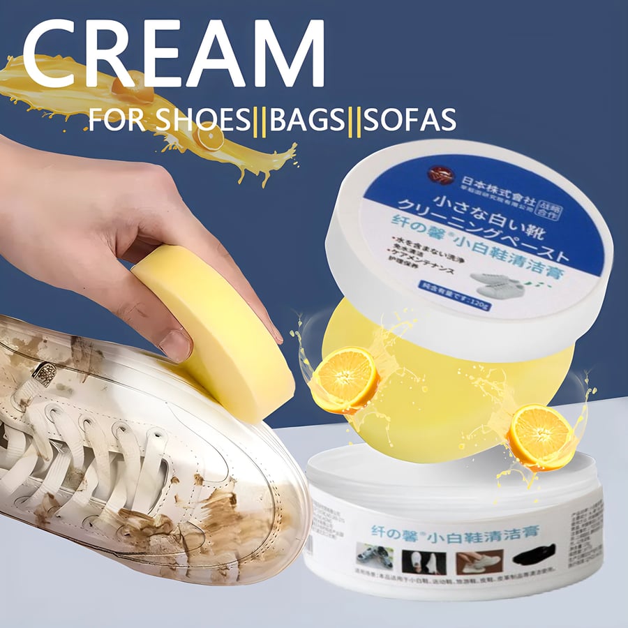 Crème nettoyante multi usage pour chaussures blanches meubles et intérieur voiture