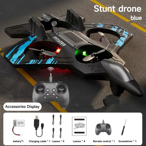 Avion de chasse acrobatique radiocommandé 6DRC 2,4 GHz avec lumières LED ✈