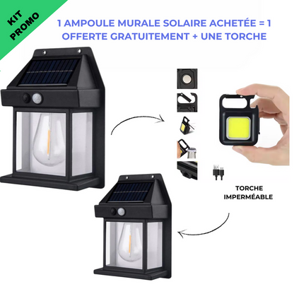 2 Ampoule murale solaire + torche imperméable