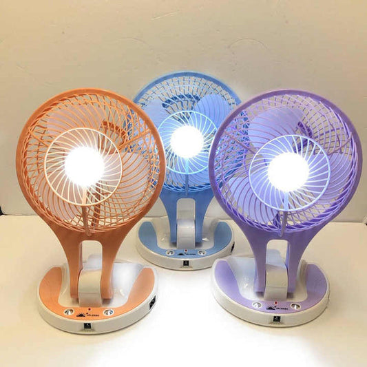 Mini Ventilateur Rechargeable  8 pouces à 2 Vitesses avec Lumière LED – Portable et Pratique