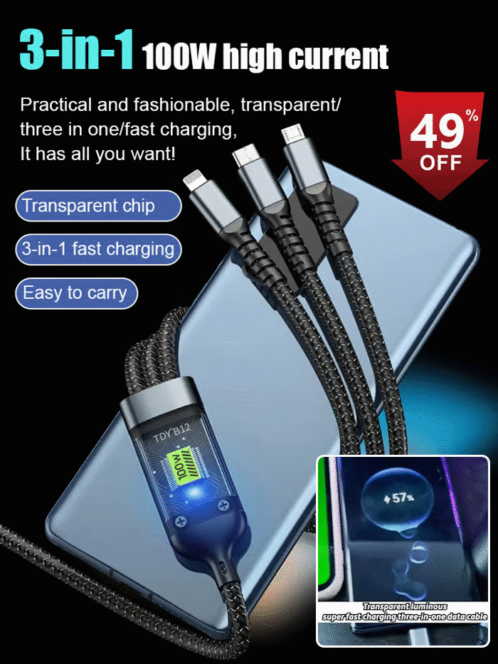 ChargeX™ - Cable 3 en 1  à charge ultra rapide – La révolution du rechargement rapide !