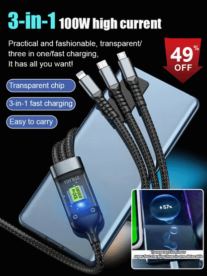 ChargeX™ - Cable 3 en 1  à charge ultra rapide – La révolution du rechargement rapide !