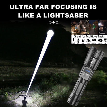 Lampe de poche avec zoom télescopique et power bank intégrée– Torche LED ultra-lumineuse