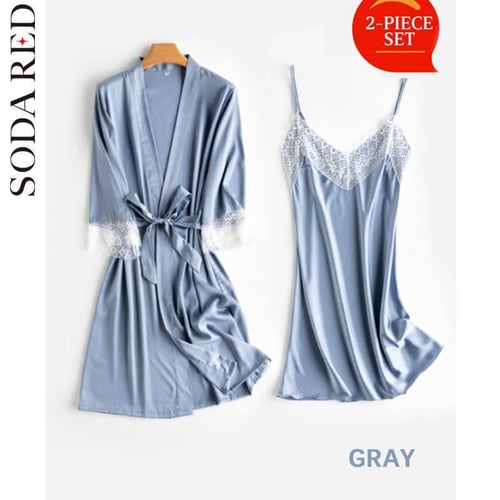 Ensemble de pyjamas doux et confortables en dentelle de soie glacée 2pcs / 5pcs