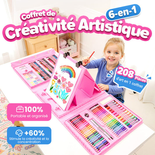 ✨ Kit Artistique 6-en-1 Enfant - 208 Pièces, Chevalet Double Face, Matériaux Sûrs, Idéal pour Développer la Créativité 🎨✨