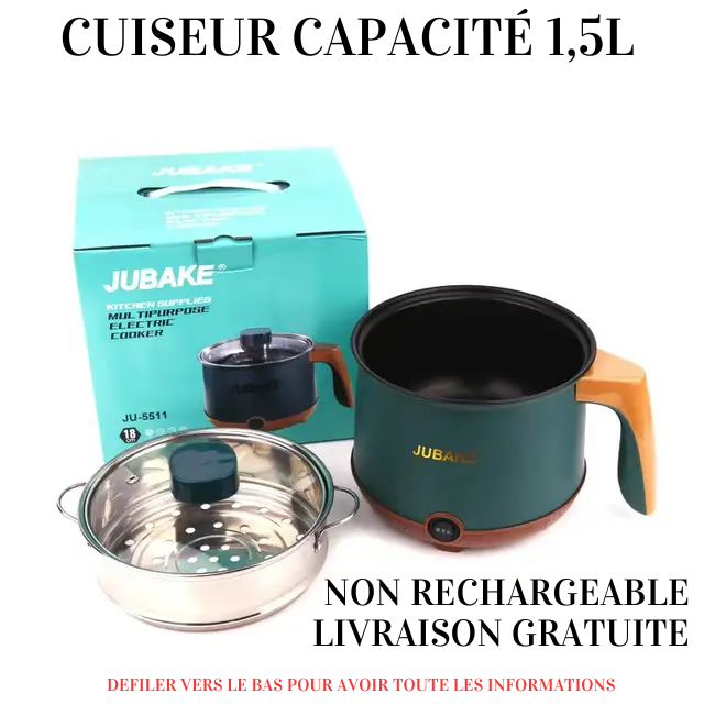Mini cuiseur électrique Non rechargeable de 1,5 litres  ( Capacité 1,5L . Garantie 30 Jours )