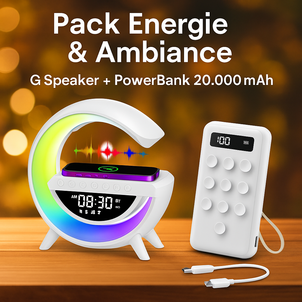 Pack Énergie & Ambiance – G Speaker + PowerBank 20.000mAh