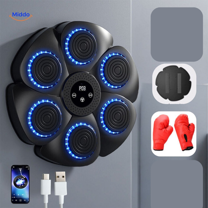 BOXPRO Smart Machine de Boxe + GANTS | Entraîneur pour Enfants et Adultes avec Bluetooth Musique