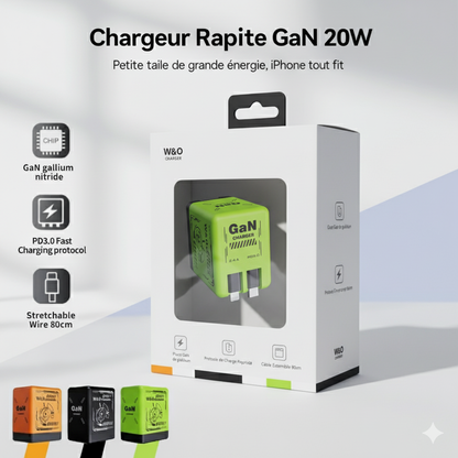 Chargeur rapide rétractable 2026 intelligent GaN 120 W – Double Câbles Intégrée Rétractable ....