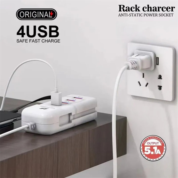 Chargeur Rapide™ 4 en 1 ( 4 ports USB+ 1 câble type C intégré)