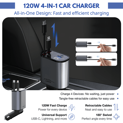 ADAPTATEUR™  DE CHARGEUR DE VOITURE 4 EN 1 LUHITA™ TG