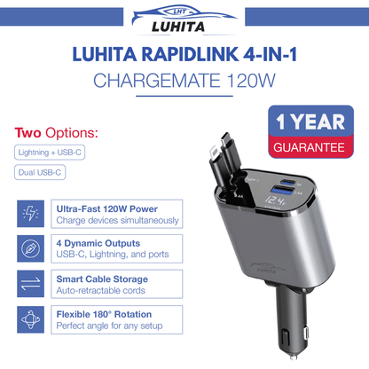 ADAPTATEUR™  DE CHARGEUR DE VOITURE 4 EN 1 LUHITA™ TG