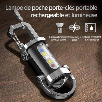 Mini Lampe torche portable rechargeable et lumineuse pour porte-clés