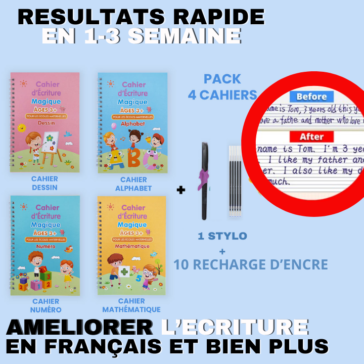 04 Cahiers Magiques™- CAALY FORMAT A5 | UNE ECRITURE PARFAITE EN 14 JOURS CHRONO