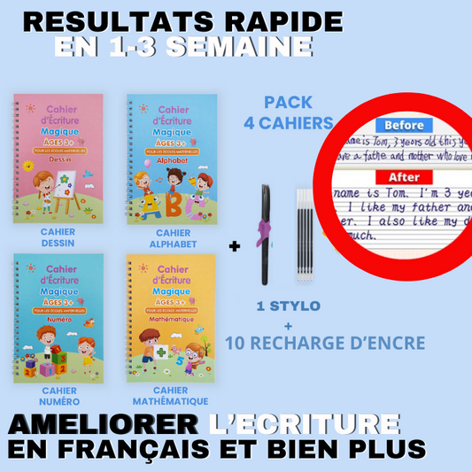 04 Cahiers Magiques™- CAALY FORMAT A5 | UNE ECRITURE PARFAITE EN 14 JOURS CHRONO
