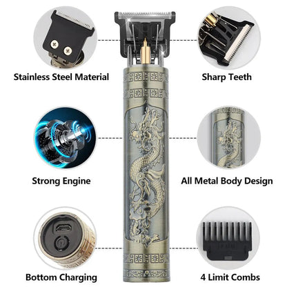 Tondeuse Professionnelle Vintage T10 – Rasoir Électrique Rechargeable