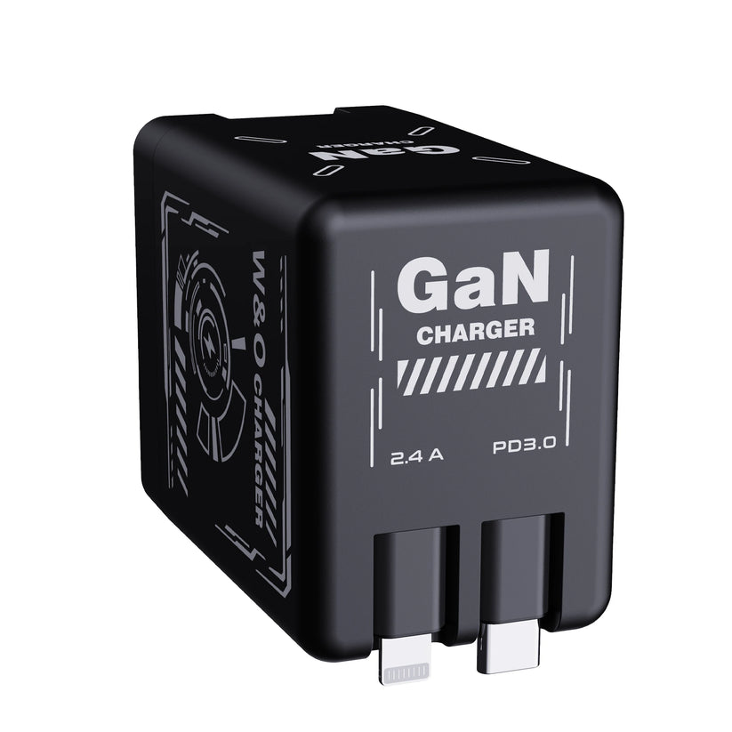 Chargeur rapide rétractable intelligent GaN 120 W – Double Câbles Intégrée Rétractable