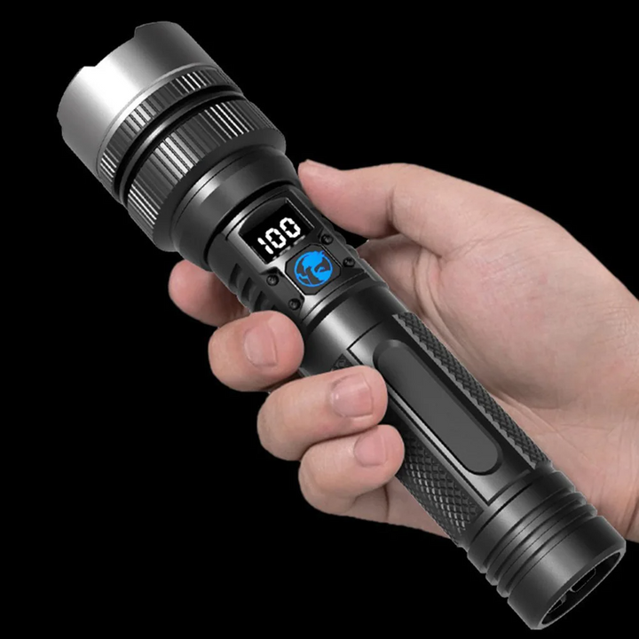 Lampe De Poche Rechargeable Ultra-Lumineuse avec power Bank intégré et Faisceau Réglable( 5000 mAh , 4 jours d'autonomie)