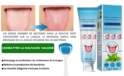 Gel Nettoyage de Langue + Brosse nettoyant + Livraison gratuite  (Parler en toute Confiance)