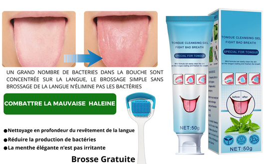Gel Nettoyage de Langue Probiotique + Brosse nettoyant offert + Livraison gratuite (Parler en toute Confiance)