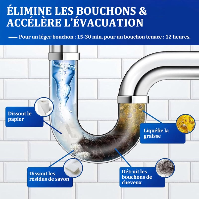 02 boîtes de 100ml d'Agent de dragage puissant pour canalisations de cuisine et de toilettes ⏰Super vente - 49 % de réduction🔥
