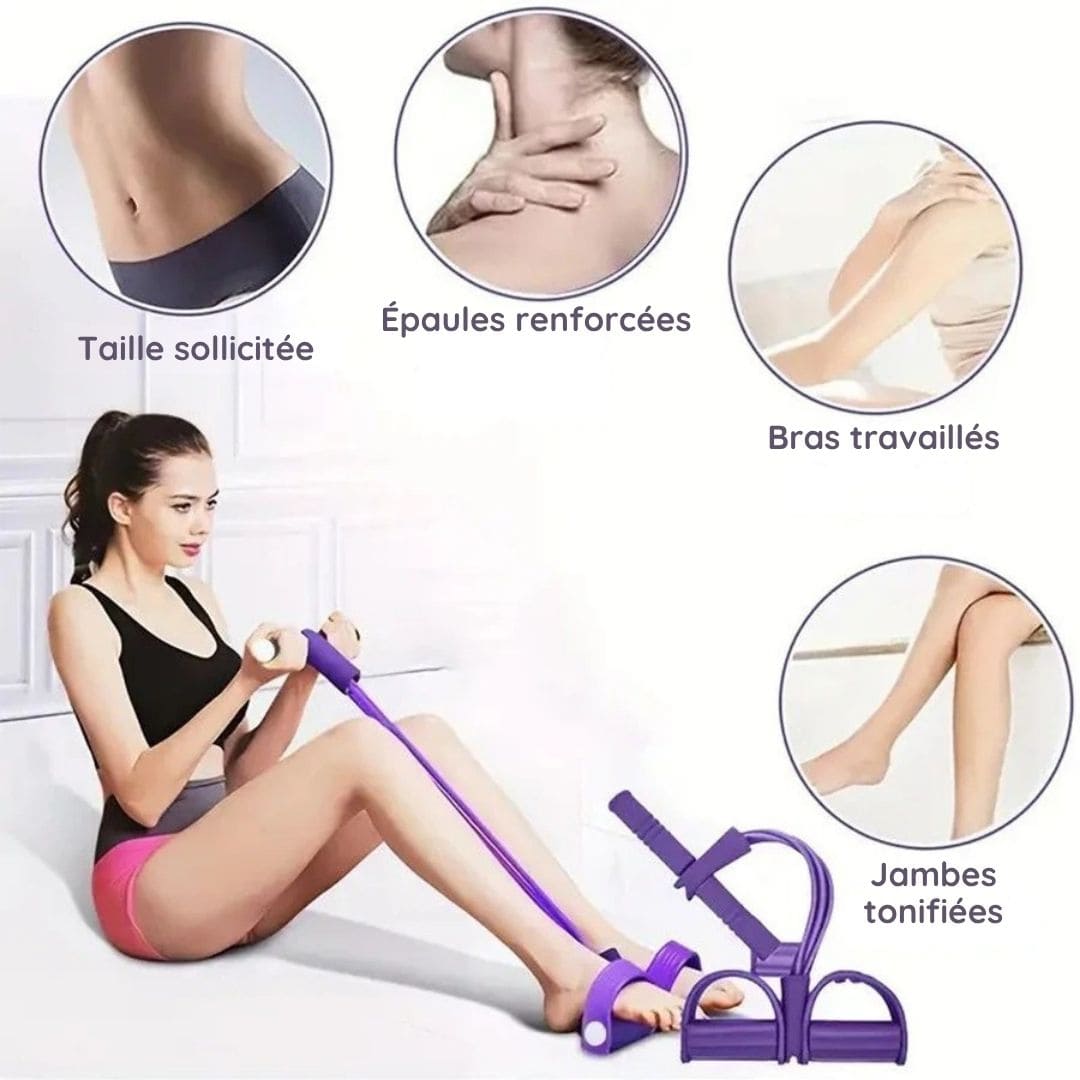Kit Bandes de Résistance Fitness avec Pédale & Sangles Cheville ( Homme & Femme )....