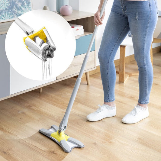 BALAI-SERPILLIÈRE MICROFIBRE À ESSORAGE "MAINS-LIBRES| Un serpillère offert