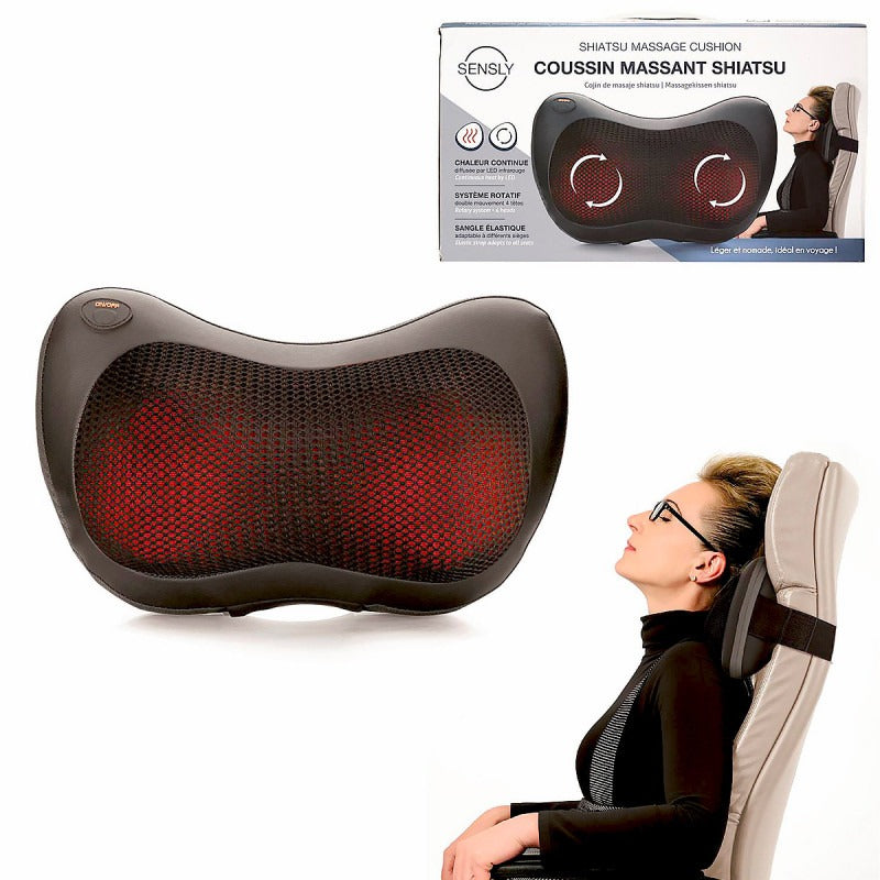 Coussin massage multifonction 4 têtes shiatsu
