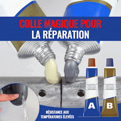 Colle métallique de réparation Ultra résistante  A + B pour colmatage et soudage