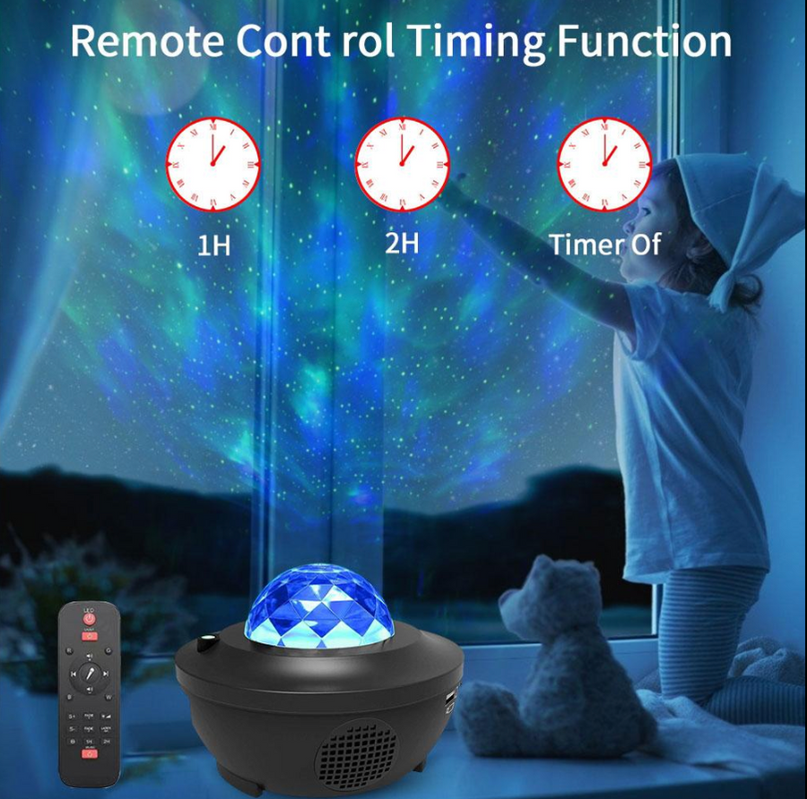 Projecteur d'étoiles Galaxy avec veilleuse audio Bluetooth pour chambre à coucher, LED 360°, télécommande