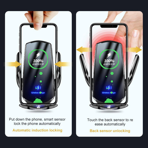 Support de téléphone + chargeur sans fil pour voiture